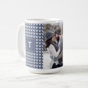 Taza De Café Navidades de color azul grisáceo Foto de monograma