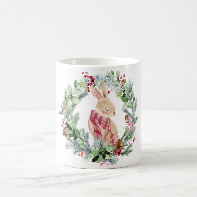 Taza De Café Navidades de Conejo de Cerezo elegantes (Centro)