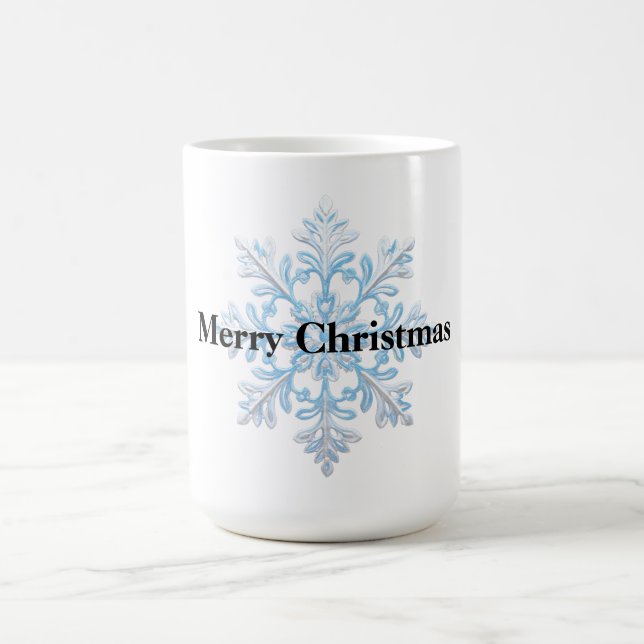 Taza De Café Navidades de copo de nieve blanco azul claro (Centro)