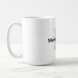 Taza De Café Navidades de copo de nieve blanco azul claro