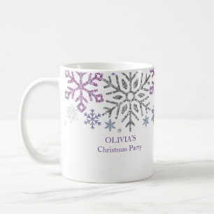 Taza De Café Navidades de copo de nieve Plata púrpura
