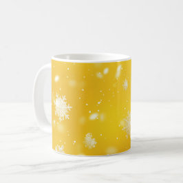Taza De Café Navidades de copos de nieve amarillo/blanco