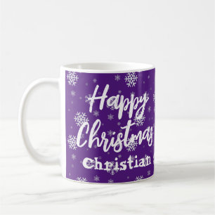 Taza De Café Navidades de copos de nieve morado