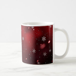 Taza De Café Navidades de copos de nieve rojos/blancos