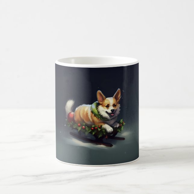 Taza De Café Navidades de Corgi nevan invierno (Centro)