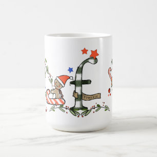 Taza De Café Navidades de corte estilo retro Monograma F con no