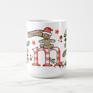 Taza De Café Navidades de corte estilo retro Monograma M con no