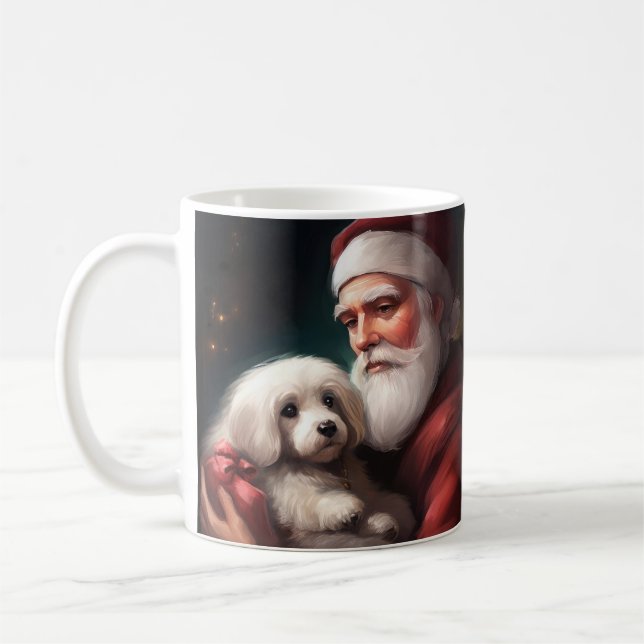 Taza De Café Navidades De Cotton De Tulear Con Santa Claus (Izquierda)