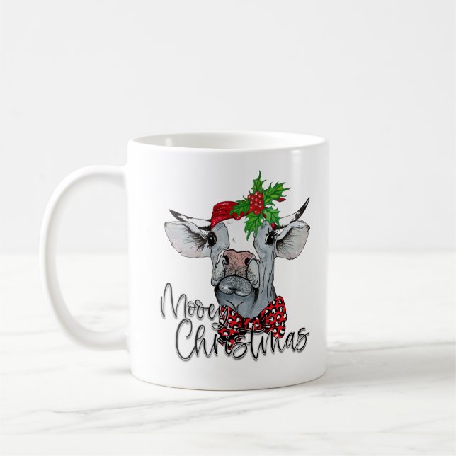 Taza De Café Navidades de Cow Mooey personalizado Coffee Mug (Izquierda)