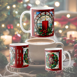 Taza De Café Navidades de Crimson Candle Faux Stained Personali
