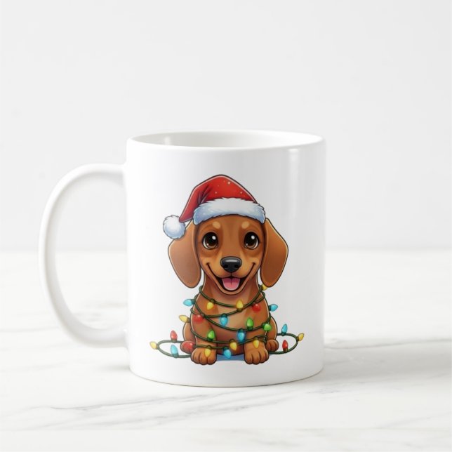 Taza De Café Navidades de Cute Brown Dachshund Mug (Izquierda)
