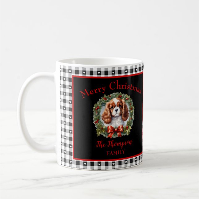 Taza De Café Navidades de Cute Cavalier Charles Dog Name Gingha (Izquierda)