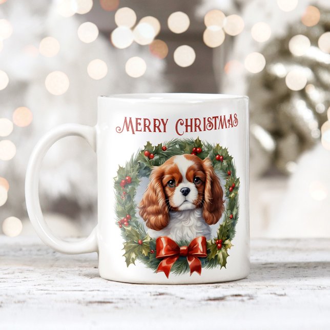 Taza De Café Navidades de Cute Cavalier Perro Lover Mug (Cute Christmas Cavalier Dog Lover Mug)