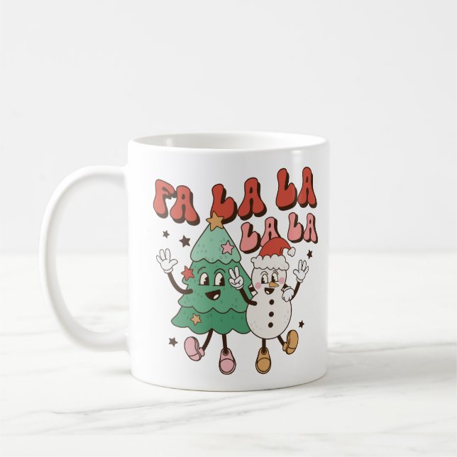 Taza De Café Navidades de Cute Groovy Retro (Izquierda)