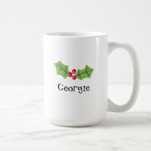 Taza De Café Navidades de Cute Holly y Berries personalizados