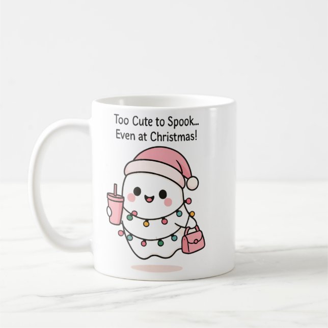 Taza De Café Navidades de Cute Kawaii Ghost (Izquierda)
