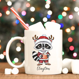 Taza De Café Navidades de Cute Raccoon Holiday Mug