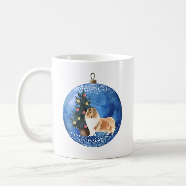 Taza De Café Navidades de Cute Rough Collie Ceramic Mug (Izquierda)
