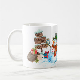 Taza De Café Navidades de Cute Snowman Hedgehog Holly Jolly