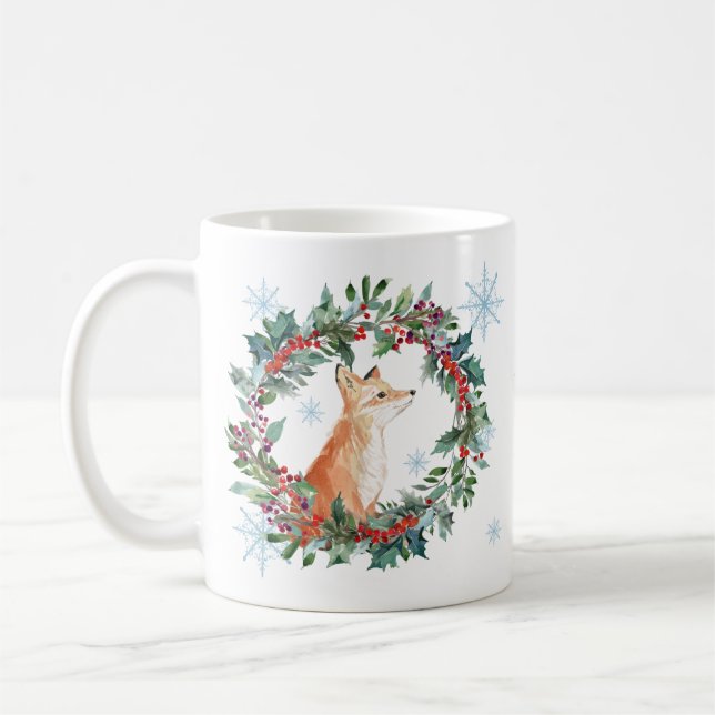 Taza De Café Navidades de Cute Woodland Fox (Izquierda)
