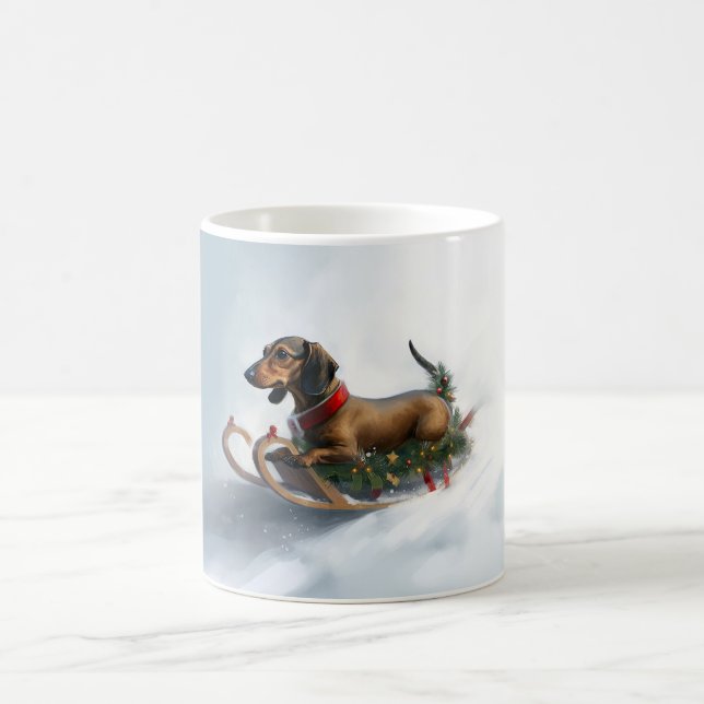 Taza De Café Navidades de Dachshund en invierno (Centro)