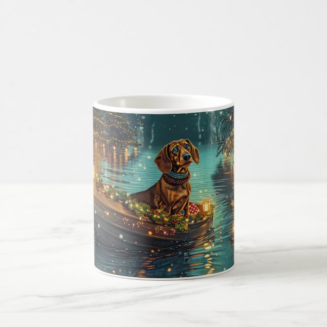 Taza De Café Navidades de Dachshund en un viaje festivo (Centro)