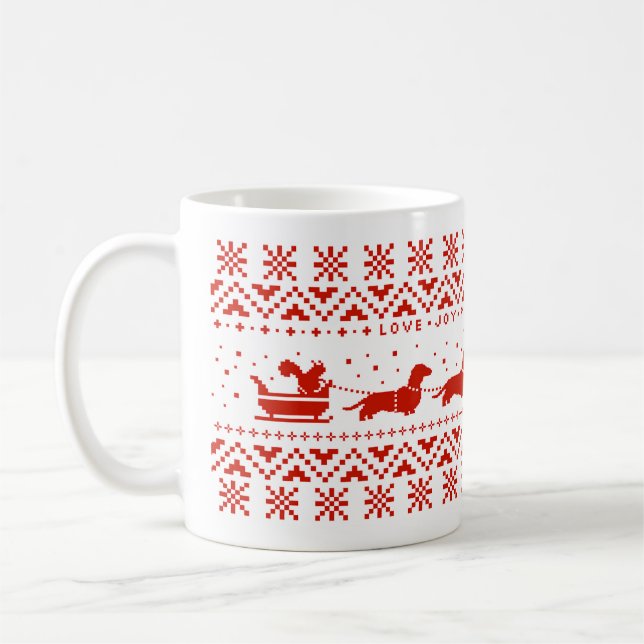 Taza De Café Navidades de Dachshunds disfrutan de vacaciones de (Izquierda)