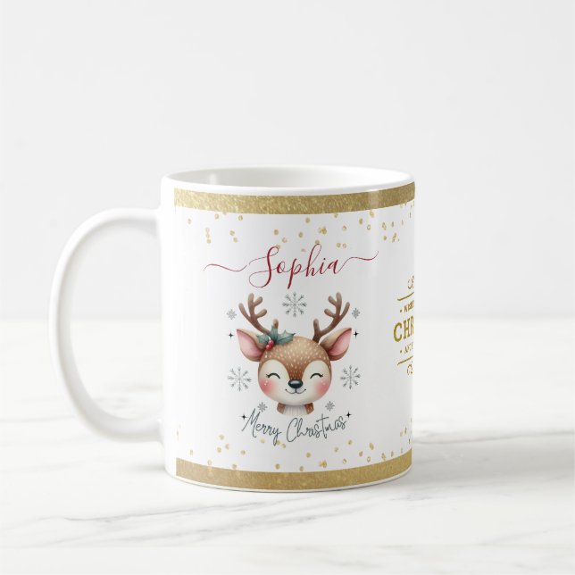 Taza De Café Navidades de Deer Face de Navidades Personalizados (Izquierda)