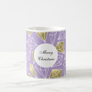Taza De Café Navidades de Diamantes de Oro Púrpura