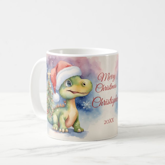 Taza De Café Navidades de dinosaurios (Anverso izquierdo)