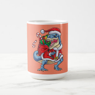 Taza De Café Navidades de Dinosaurios Hombres Santa Claus T rex