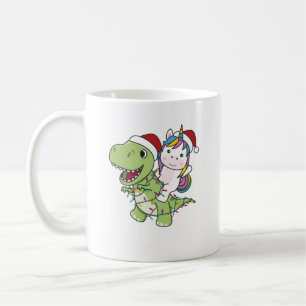 Taza De Café Navidades de dinosaurios Unicorn Invierno T-Rex Di