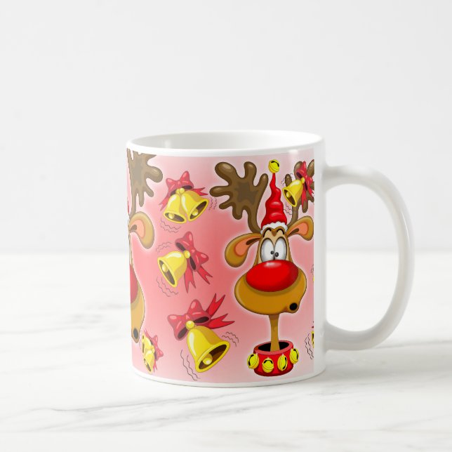 Taza De Café Navidades de diversión de renos Personalizado con  (Derecha)