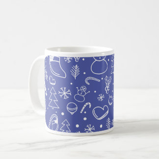 Taza De Café Navidades de Doodle Azul - Festividad y diversión