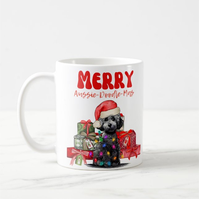 Taza De Café Navidades de Doodle de Australia - Merry Aussie-Do (Izquierda)