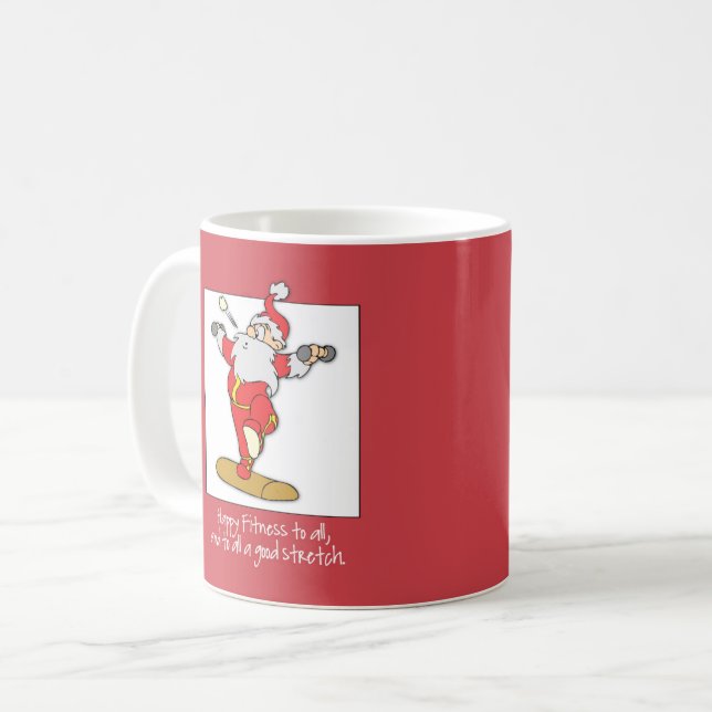 Taza De Café Navidades de ejercicios de fitness con Santa Claus (Anverso izquierdo)