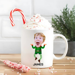 Taza De Café Navidades de Face Elf, Personalizado divertida