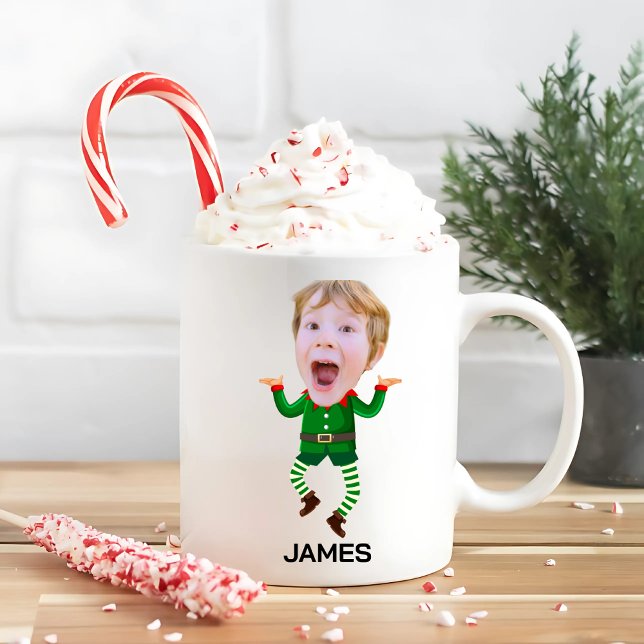 Taza De Café Navidades de Face Elf, Personalizado divertida (Subido por el creador)