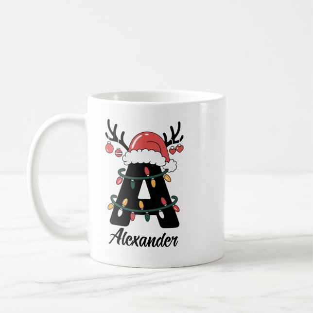Taza De Café Navidades de familia monogramados |Vacaciones pers (Izquierda)