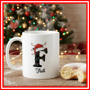 Taza De Café Navidades de familia monogramo Antlers FOTO de San