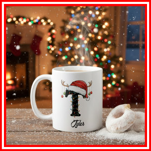 Taza De Café Navidades de familia monogramo Antlers FOTO de San