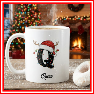 Taza De Café Navidades de familia monogramo Antlers FOTO de San