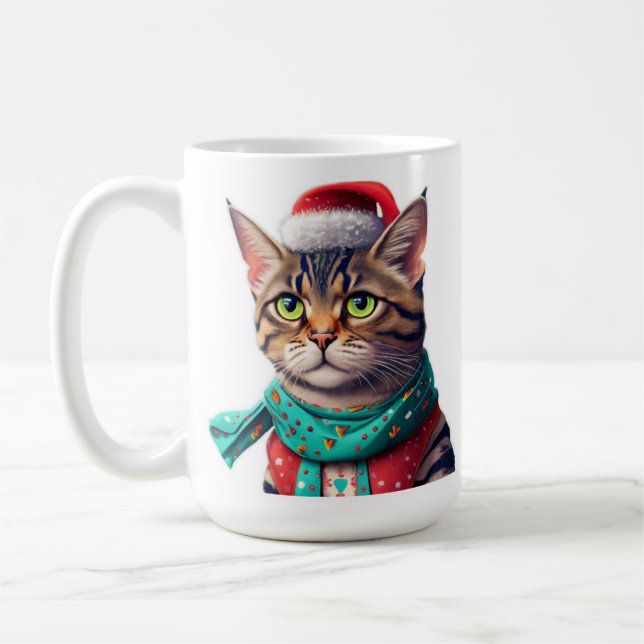 Taza De Café Navidades de felino lindo (Izquierda)