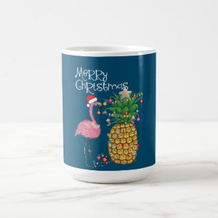 Taza De Café Navidades de Flamingo Rosa Feliz Navidad