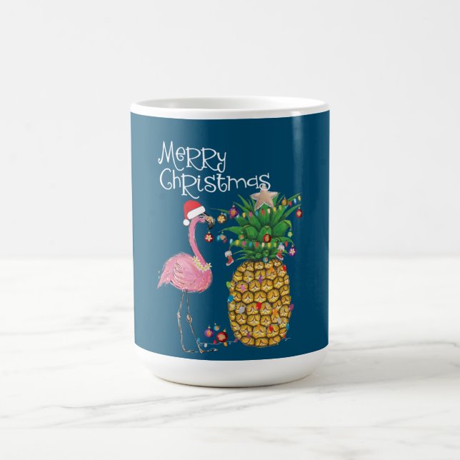Taza De Café Navidades de Flamingo Rosa Feliz Navidad (Centro)