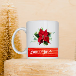 Taza De Café Navidades de flores rojas de regalo personalizado