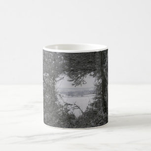 Taza De Café Navidades de foto de corazón de Nieve de amor blan
