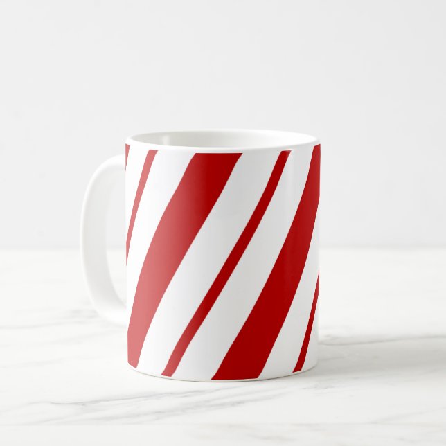Taza De Café Navidades de franjas de caña de caña clásica roja  (Anverso izquierdo)