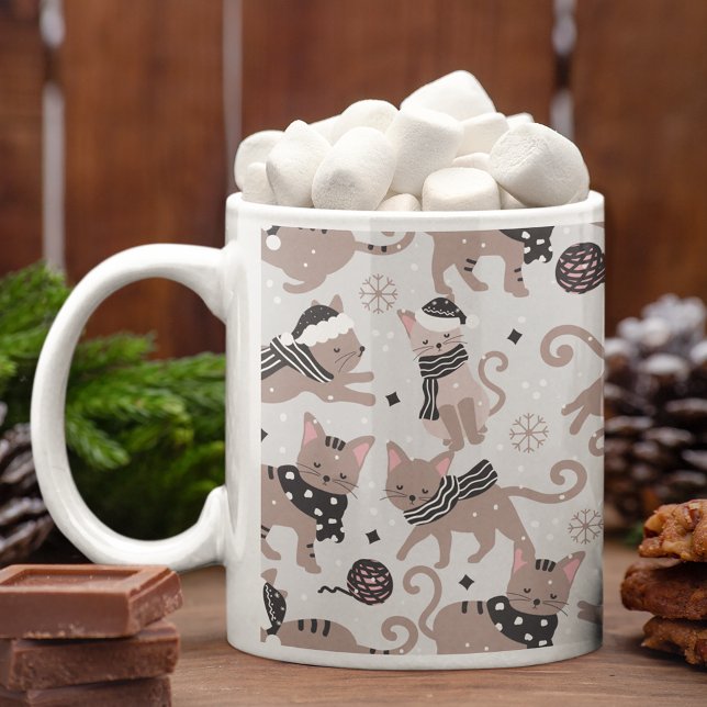 Taza De Café Navidades de gatos festivos de lindo patrón cocina (Subido por el creador)