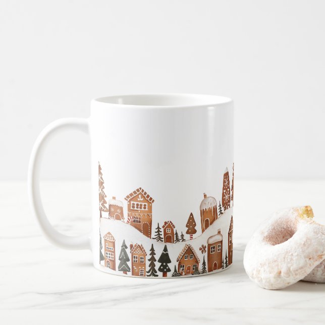 Taza De Café Navidades de Gingerbread Town Mug (Con donut)